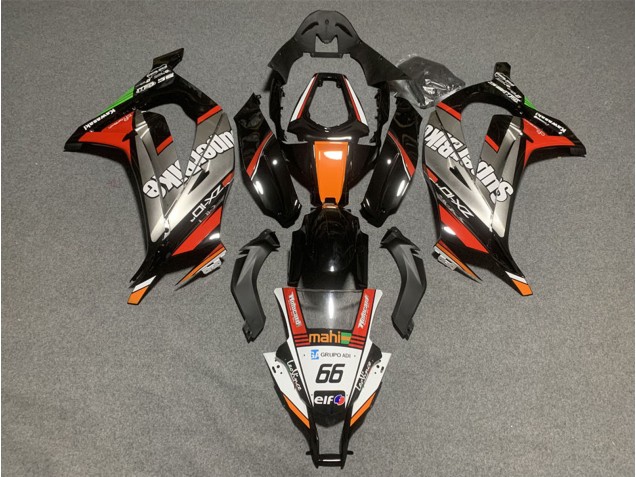 Billige Kawasaki ZX10R Motorrad Verkleidung 2011-2015 - Weiss Orange Schwarz Mahi Elf 66 Superbike