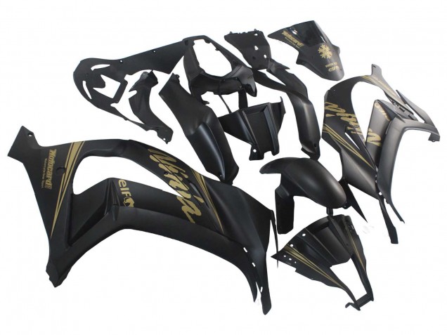 Billige Kawasaki ZX10R Motorrad Verkleidung 2011-2015 - Matt Schwarz Gold Schnee Elf