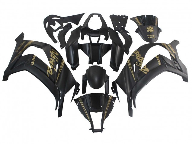 Billige Kawasaki ZX10R Motorrad Verkleidung 2011-2015 - Matt Schwarz Gold Schnee Elf