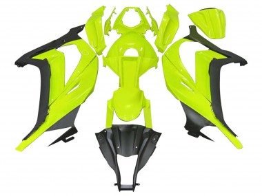 Billige Kawasaki ZX10R Motorrad Verkleidung 2011-2015 - Fluoreszierendes Grun Matt Schwarz