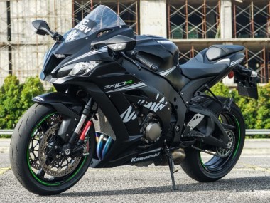 Billige Kawasaki ZX10R Motorrad Verkleidung 2011-2015 - Matt Schwarz Weiss Grun Schnee Aufkleber