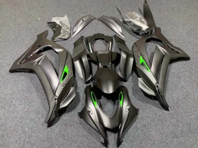 Billige Kawasaki ZX10R Motorrad Verkleidung 2016-2020 - Matt Schwarz Grun Bienenwabe