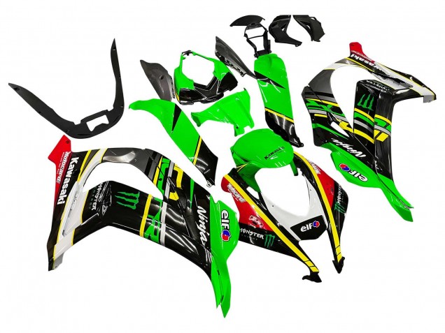 Billige Kawasaki ZX10R Motorrad Verkleidung 2016-2020 - Grun Gelb Rot Schwarz Elf Monster