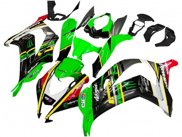 Billige Kawasaki ZX10R Motorrad Verkleidung 2016-2020 - Grun Gelb Rot Schwarz Elf Monster
