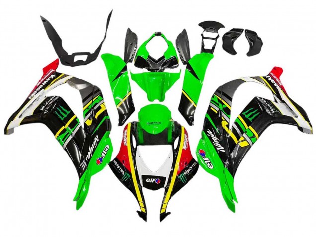 Billige Kawasaki ZX10R Motorrad Verkleidung 2016-2020 - Grun Gelb Rot Schwarz Elf Monster
