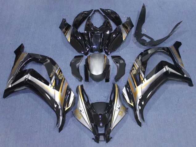 Billige Kawasaki ZX10R Motorrad Verkleidung 2016-2020 - Glanzendes Schwarz Silber Gold 93