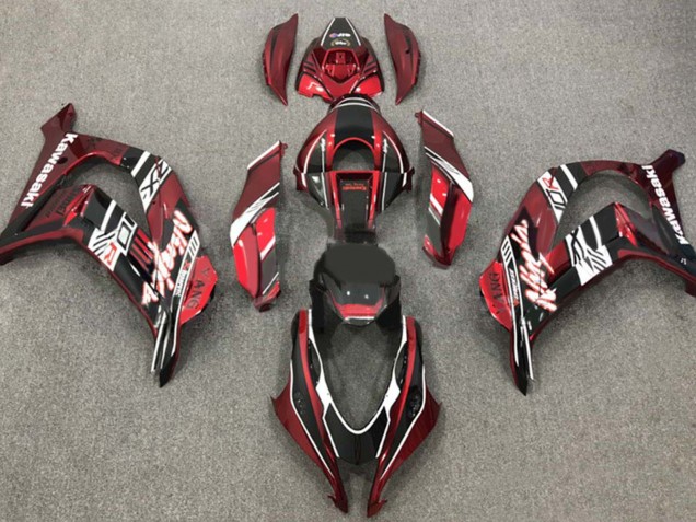Billige Kawasaki ZX10R Motorrad Verkleidung 2016-2020 - Kastanienbraun Rot Weiss Glanzendes Schwarz