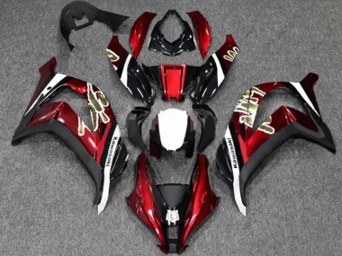 Billige Kawasaki ZX10R Motorrad Verkleidung 2016-2020 - Rot Glanzendes Schwarz Weiss