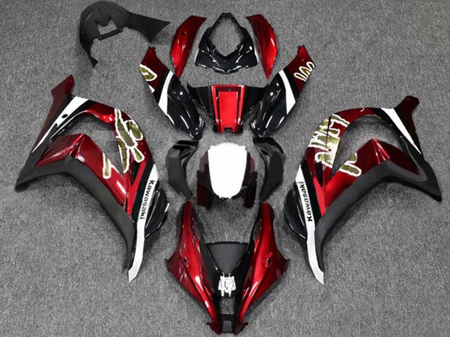 Billige Kawasaki ZX10R Motorrad Verkleidung 2016-2020 - Rot Glanzendes Schwarz Weiss