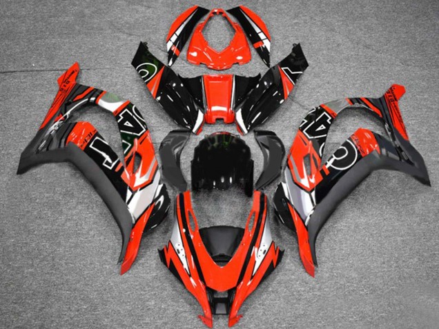 Billige Kawasaki ZX10R Motorrad Verkleidung 2016-2020 - Rot Silber Glanzendes Schwarz