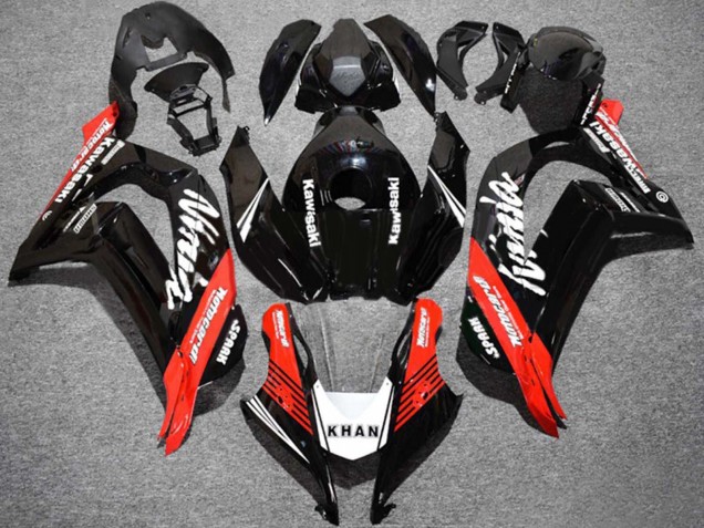 Billige Kawasaki ZX10R Motorrad Verkleidung 2016-2020 - Glanzendes Schwarz Rot Weiss KHAN Spark
