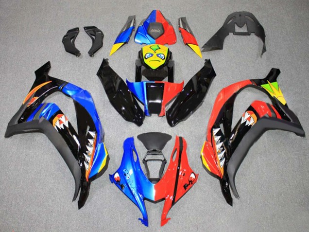 Billige Kawasaki ZX10R Motorrad Verkleidung 2016-2020 - Blau Rot Gelb Schwarz Hai