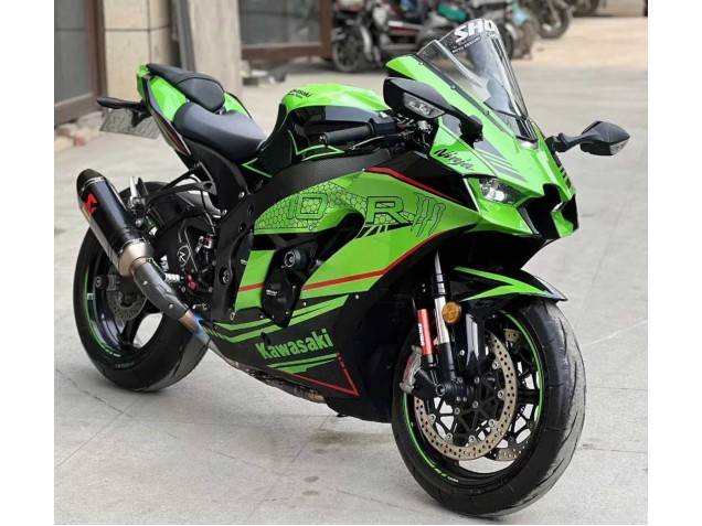 Billige Kawasaki ZX10R Motorrad Verkleidung 2021-2025 - Grun Glanzendes Schwarz