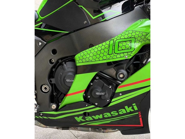 Billige Kawasaki ZX10R Motorrad Verkleidung 2021-2025 - Grun Glanzendes Schwarz