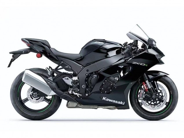 Billige Kawasaki ZX10R Motorrad Verkleidung 2021-2025 - Schwarz Weiss Grun Aufkleber