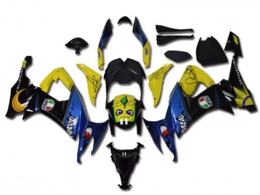 Billige Kawasaki ZX10R Motorrad Verkleidung 2008-2010 - Gelb Schwarz Blau Hai