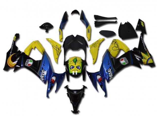 Billige Kawasaki ZX10R Motorrad Verkleidung 2008-2010 - Gelb Schwarz Blau Hai