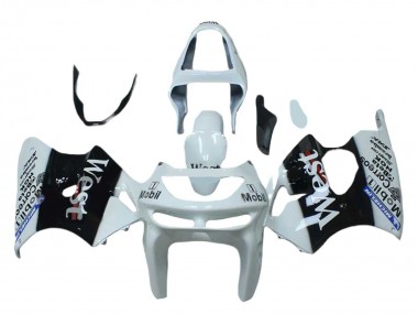Billige Kawasaki ZX6R Motorrad Verkleidung 1998-1999 - Weiss Schwarz West Mobil