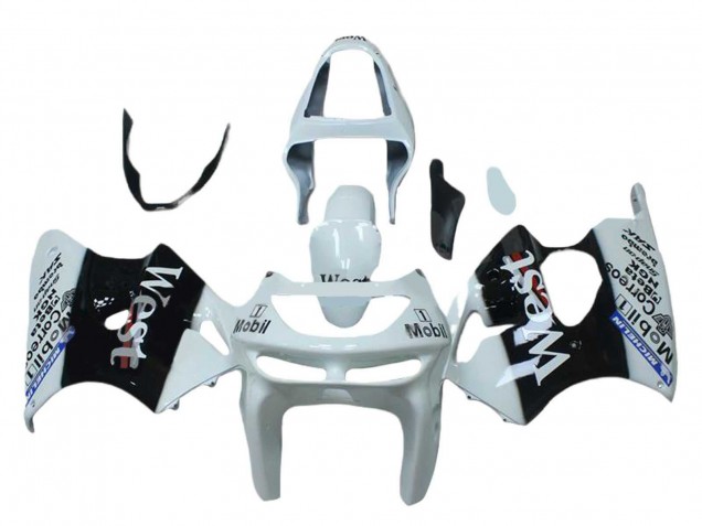 Billige Kawasaki ZX6R Motorrad Verkleidung 1998-1999 - Weiss Schwarz West Mobil