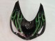 Billige Kawasaki ZX14R ZZR1400 Motorrad Verkleidung 2006-2011 - Glanzendes Schwarz Grun Flamme