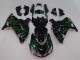 Billige Kawasaki ZX14R ZZR1400 Motorrad Verkleidung 2006-2011 - Glanzendes Schwarz Grun Flamme