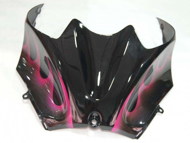 Billige Kawasaki ZX14R ZZR1400 Motorrad Verkleidung 2006-2011 - Glanzendes Schwarz Rot Rosa Flamme