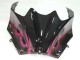 Billige Kawasaki ZX14R ZZR1400 Motorrad Verkleidung 2006-2011 - Glanzendes Schwarz Rot Rosa Flamme