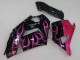 Billige Kawasaki ZX14R ZZR1400 Motorrad Verkleidung 2006-2011 - Glanzendes Schwarz Rot Rosa Flamme