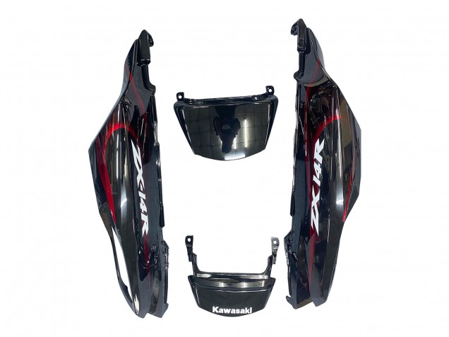 Billige Kawasaki ZX14R ZZR1400 Motorrad Verkleidung Kit 2006-2011 - Glanzendes Schwarz Rot Flamme