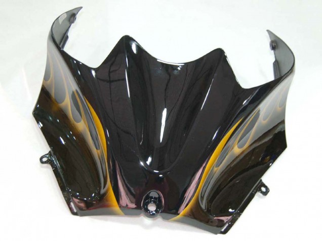 Billige Kawasaki ZX14R ZZR1400 Motorrad Verkleidung 2006-2011 - Glanzendes Schwarz Gold Flamme