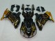 Billige Kawasaki ZX14R ZZR1400 Motorrad Verkleidung 2006-2011 - Glanzendes Schwarz Gold Flamme