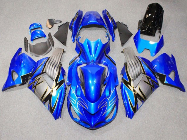 Billige Kawasaki ZX14R ZZR1400 Motorrad Verkleidung 2006-2011 - Blau Grau