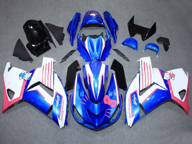Billige Kawasaki ZX14R ZZR1400 Motorrad Verkleidung 2006-2011 - Blau Weiss Rosa