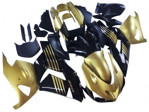 Billige Kawasaki ZX14R ZZR1400 Motorrad Verkleidung 2006-2011 - Gold Schwarz