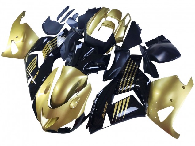 Billige Kawasaki ZX14R ZZR1400 Motorrad Verkleidung 2006-2011 - Gold Schwarz