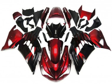 Billige Kawasaki ZX14R ZZR1400 Motorrad Verkleidung 2012-2024 - Rot Glanzendes Schwarz