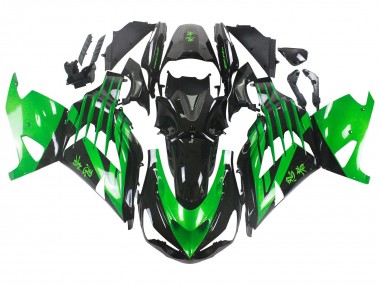 Billige Kawasaki ZX14R ZZR1400 Motorrad Verkleidung Kit 2012-2024 - Grun Glanzendes Schwarz