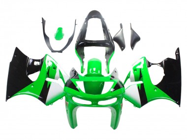 Billige Kawasaki ZX6R Motorrad Verkleidung 1998-1999 - Grun Weiss Glanzendes Schwarz