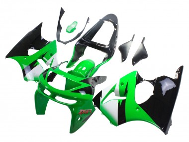 Billige Kawasaki ZX6R Motorrad Verkleidung 1998-1999 - Grun Weiss Glanzendes Schwarz
