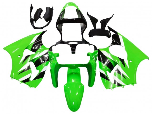 Billige Kawasaki ZX6R Motorrad Verkleidung 2000-2002 - Grun Weiss Schwarz