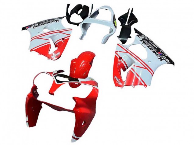 Billige Kawasaki ZX6R Motorrad Verkleidung 2000-2002 - Weiss Rot Schwarz