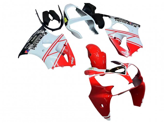 Billige Kawasaki ZX6R Motorrad Verkleidung 2000-2002 - Weiss Rot Schwarz