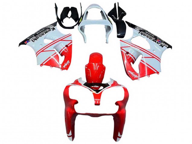 Billige Kawasaki ZX6R Motorrad Verkleidung 2000-2002 - Weiss Rot Schwarz