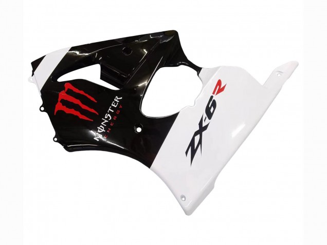 Billige Kawasaki ZX6R Motorrad Verkleidung 2000-2002 - Weiss Schwarz Rot Monster