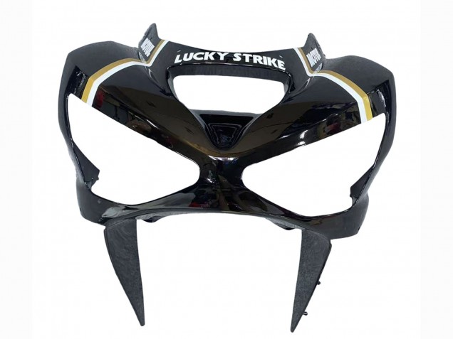 Billige Kawasaki ZX6R Motorrad Verkleidung 2003-2004 - Glanzendes Schwarz Weiss Motul Lucky Strike