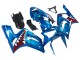 Billige Kawasaki ZX6R Motorrad Verkleidung 2003-2004 - Blau Weiss Rot Hai