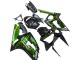Billige Kawasaki ZX6R Motorrad Verkleidung 2003-2004 - Glanzendes Schwarz Grun Flamme