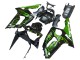 Billige Kawasaki ZX6R Motorrad Verkleidung 2003-2004 - Glanzendes Schwarz Grun Flamme