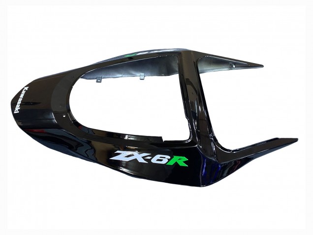 Billige Kawasaki ZX6R Motorrad Verkleidung 2003-2004 - Glanzendes Schwarz Grun Flamme
