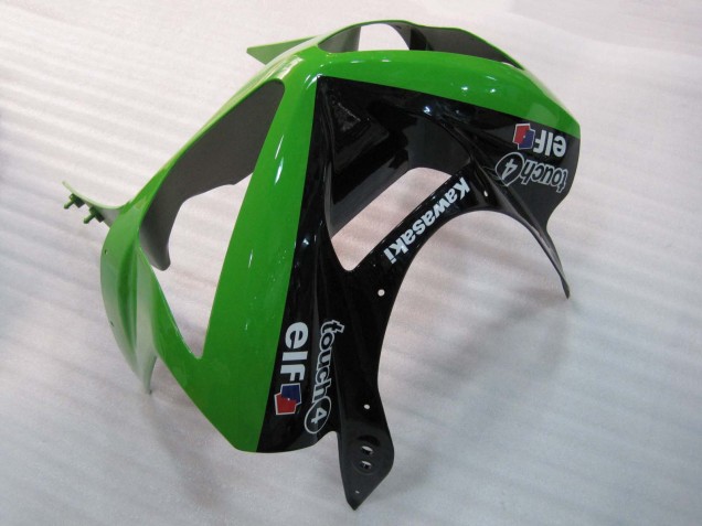 Billige Kawasaki ZX6R Motorrad Verkleidung 2003-2004 - Grun Schwarz Elf Bridgestone